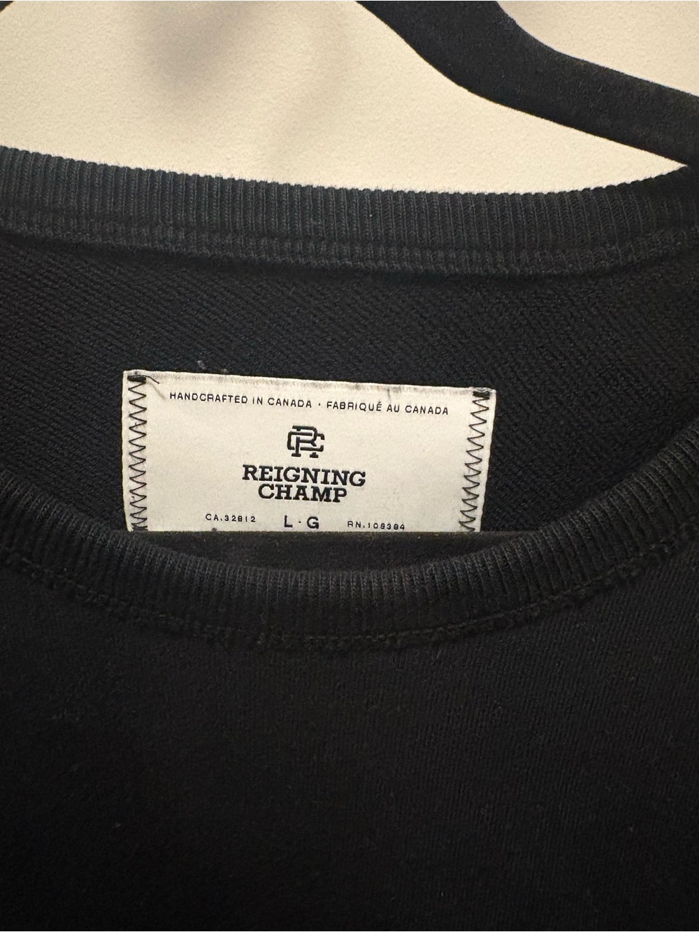 Reigning Champ Black Crewneck Sweater with Chest Logo - Picture 3 of 5